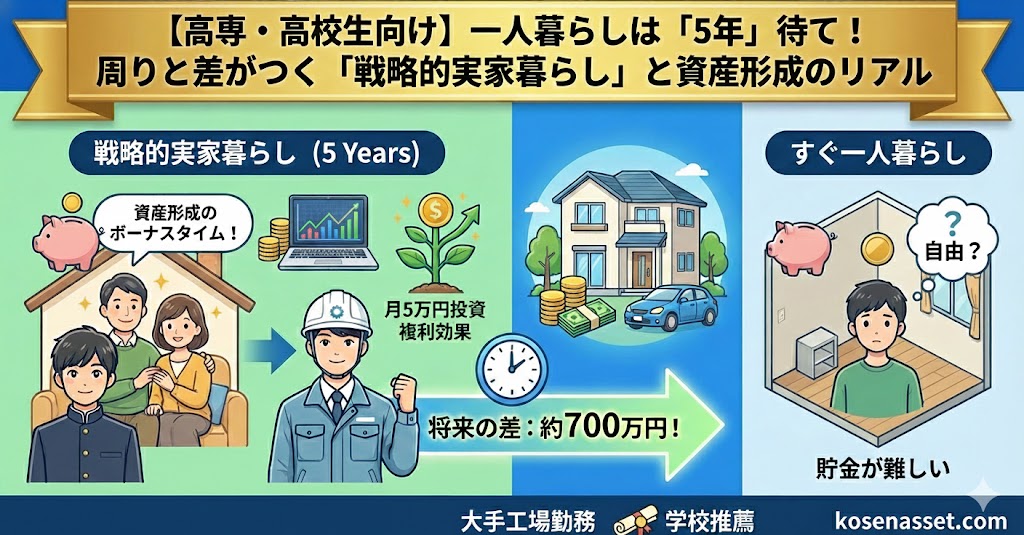 【高専・高校生向け】一人暮らしは「5年」待て！周りと差がつく「戦略的実家暮らし」と資産形成