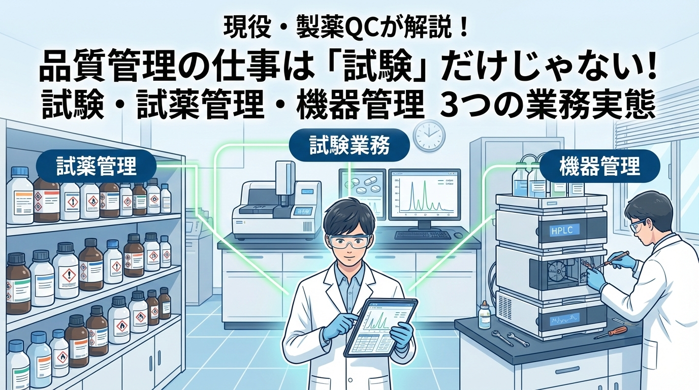 【現役・製薬QCが解説】品質管理の仕事は「試験」だけじゃない！試薬・機器管理までこなす3つの業務実態